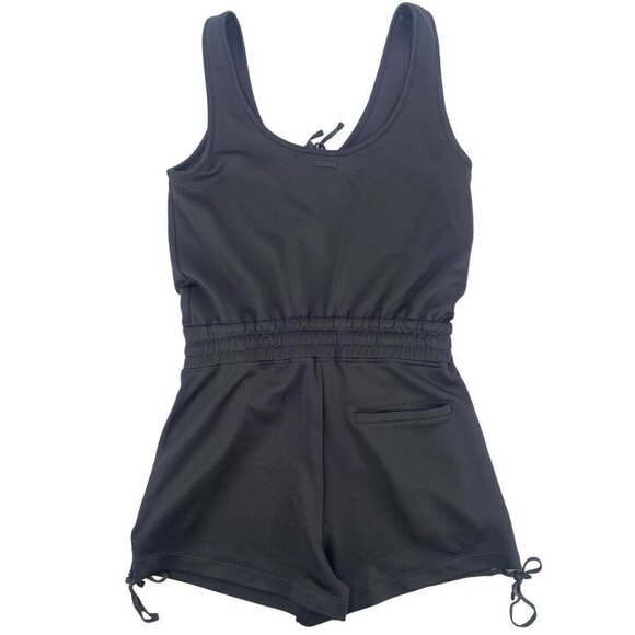 BLANC NOIR Side Medium Lace Up Romper Sleeveless Charcoal Gray Modal - Picture 3 of 16